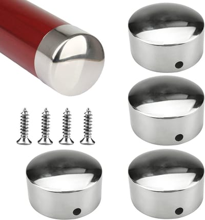 Handrail Eindkap Set van 2 - Ronde Rail Beugels 45mm met 4 RVS Schroeven voor Stevige Bevestiging en Veiligheid