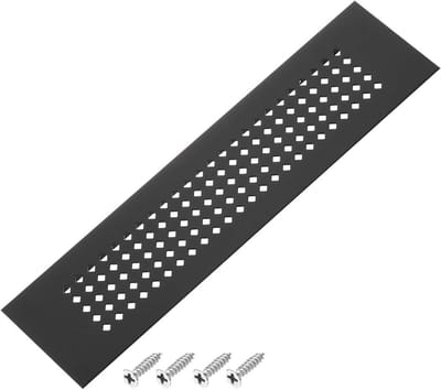 Ventilatierooster Zwart Aluminium 20x5 cm - Rooster voor Kastdeur en Ventilatieopening Met Schroeven