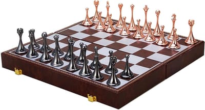 Schaakspel Set - Schaakbord Opvouwbaar - Reizen en Spelen - Sterk Magnetisch - 30x30cm Bord - Metaal
