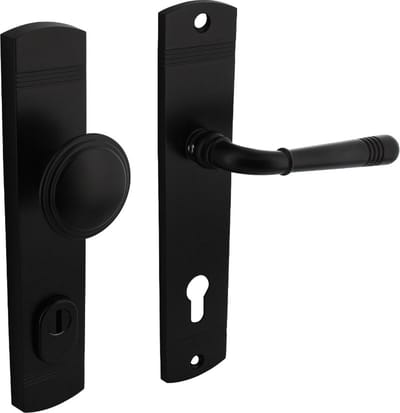 Intersteel Voordeurbeslag Helena knop/kruk profielcilindergat 92 mm met kerntrekbeveiliging zwart