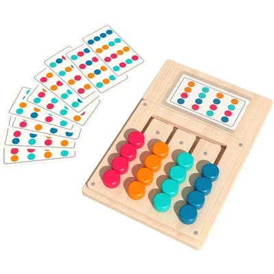 Jeu Montessori en Bois d'Association de Couleurs et de Formes Jouet d'Apprentissage Précoce pour Enfants Développement Cérébral Entraînement à la Pensée Logique beige