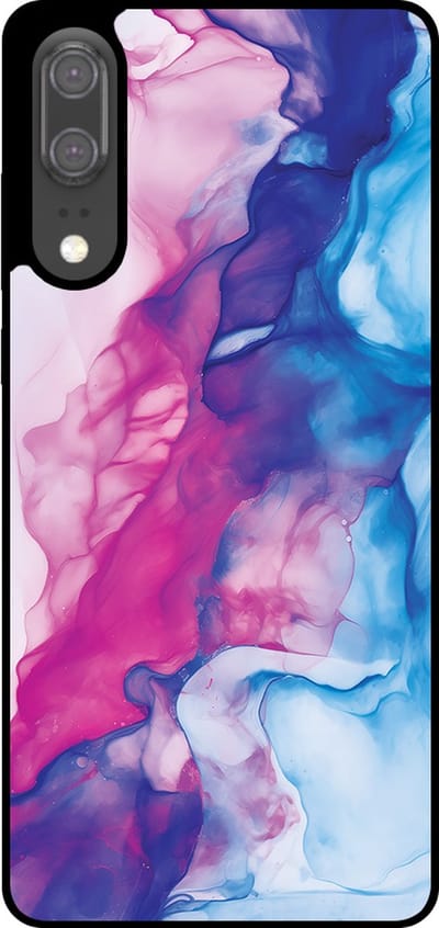Smartphonica Telefoonhoesje Geschikt voor Huawei P20 met Roze Blauw Marmer Opdruk - TPU Backcover Case Rose Blue Marble Design geschikt voor Huawei P20