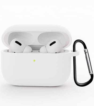 Hoesje - Geschikt voor Apple Airpods Pro 3 - Siliconen Hoes met Clip - Silicone Case Cover - Wit