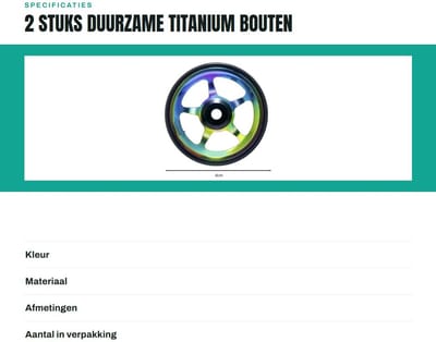 Dailygoods- Titanium Bouten - 2 Stuks - Duurzame Vervangende Bouten - Lichtgewicht Titanium Legering - Corrosiebestendig - Eenvoudige Installatie - Fietsbouten