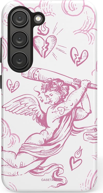 Casetastic Hoesje Geschikt voor Samsung S23 - Stijlvolle Beschermende Duo-layer Case - Engel Roze Liefde