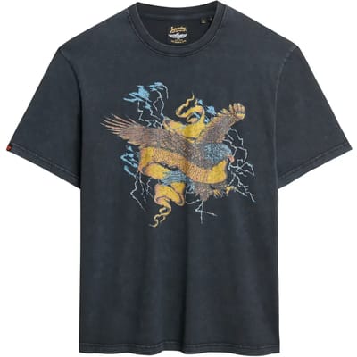 Superdry - Biker Rock ruimvallend T-shirt met afbeelding - Heren - T-shirts