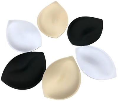 6 paar bh-pads – 3 kleuren – Uitneembaar – 11 x 9 cm – Dikke onderkant/dunne bovenkant – Spons-inzetstukken – Geschikt voor sport-bh's, hemdjes en bandeaus – Ideaal als vervanging voor loungewear of sportkleding