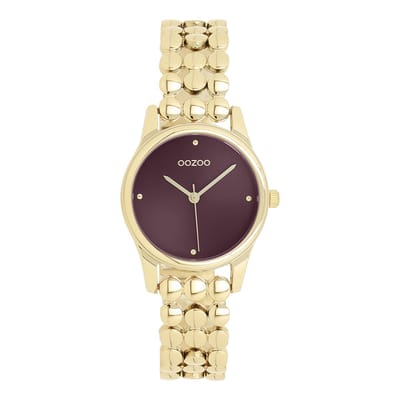 OOZOO Timepieces - Goudkleurige horloge met bolletjes schakelarmband - C11633