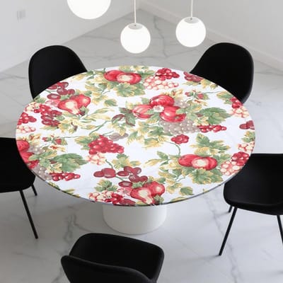 Weerbestendige ronde tafelkleed van 60 inch met elastische band voor buitengebruik in de tuin, ideaal voor picknicks en feesten