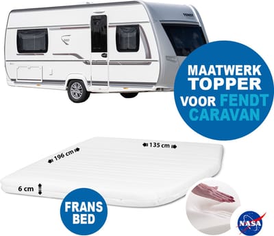 Topdekmatras/Topper Nasa Traagschuim Fransbed MAATWERK Fendt caravan dikte 6 cm