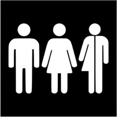 Djemzy - toilet bordje - wc bordje - man, vrouw en gender neutraal (inclusive) in vierkant - 6 mm mdf - hout