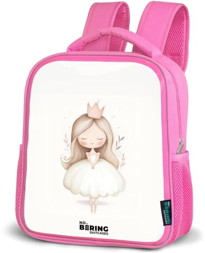 NoBoringSuitcases.com® - Rugzak roze - Schooltas meisjes - Sierlijke prinses in het wit - Kinder rugtas meisje - Boekentas kind - Kinderrugzak voor school - Schoolrugzak