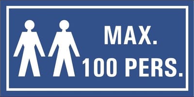 Maximaal 100 personen tekststicker 150 x 75 mm