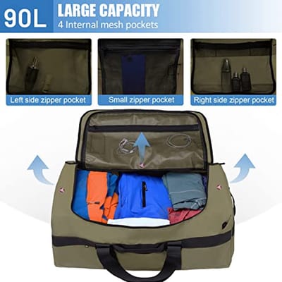 Grote Waterbestendige Sporttas 60L/90L voor Heren – Heavy Duty Convertible Rugzak met Schoenenvak