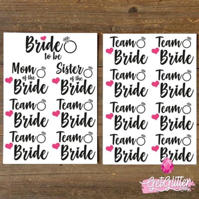 GetGlitterBaby® - Plak Tattoos / Tijdelijke Tattoo Vrouwen - Vrijgezellenfeest Decoratie Versiering Vrouw - Bride to be & Team Bride Moeder / Zus - 2 Stuks