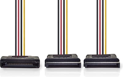 Nedis Interne Voedingskabel - SATA 15-Pins Male - 2x SATA 15-Pins Female - Verguld - 0.15 m - Rond - PVC - Multicolour - Doos