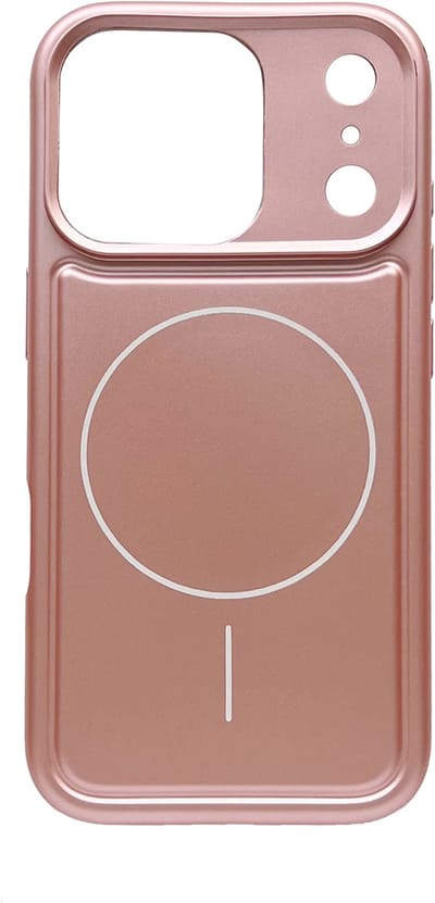 Casemania Hoesje Geschikt voor Apple iPhone 17 Pro - Metallic Roze - Matte Siliconen Back Cover - Geschikt voor MagSafe