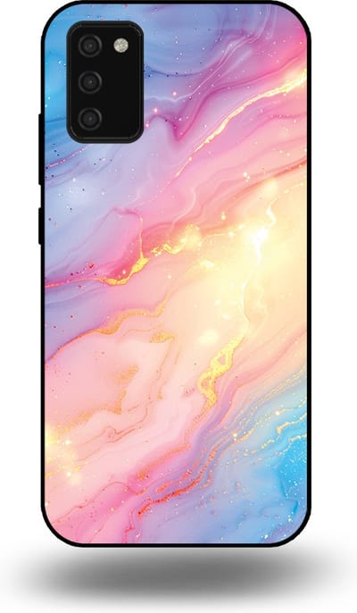 Smartphonica Telefoonhoesje Geschikt voor Samsung Galaxy A02s met Regenboog Glitter Marmer Opdruk - TPU Backcover Case Rainbow Glitter Marble Design geschikt voor Samsung Galaxy A02s