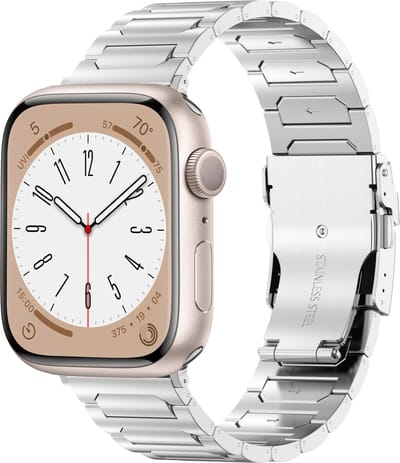 By Qubix - Geschikt voor Apple Watch bandje - Titanium H-type schakelband - Zilver - Geschikt voor Apple Watch 38mm / 40mm / 41mm / 42mm