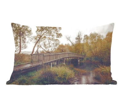 Sierkussens - Kussentjes Woonkamer - 50x30 cm - Herfst - Brug - Bomen