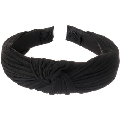 Effen Kleur Gedraaid Geknoopt Decoratieve Haarband Hoofdband Kruisknoop Haaraccessoires voor Dames zwart