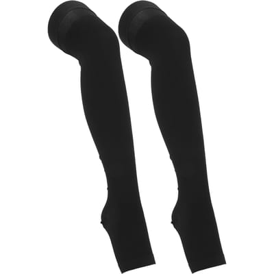 Compressiekousen met open teen, veelzijdig, dijhoog, gemerceriseerd, zwartXXL XXL black