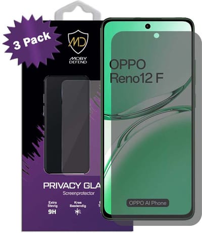 3-Pack MobyDefend Screenprotectors - Geschikt voor Oppo Reno12 F - HD Privacy Glass Screensavers