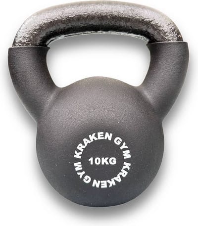 KRAKEN Kettlebell 10 KG | Gewichten Perfect voor KB Swing en Krachttraining Thuis | Premium Kettlebells voor Sportschool en Home Gym Fitness | Perfecte Balans & Grip | Grijs - Zwart