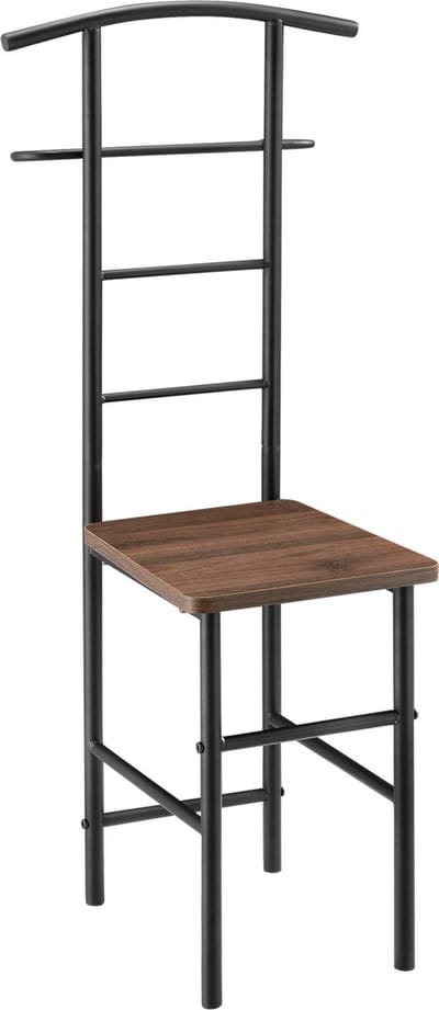 Dressboy kledingrek stoel 107x45x45 cm walnootkleurig