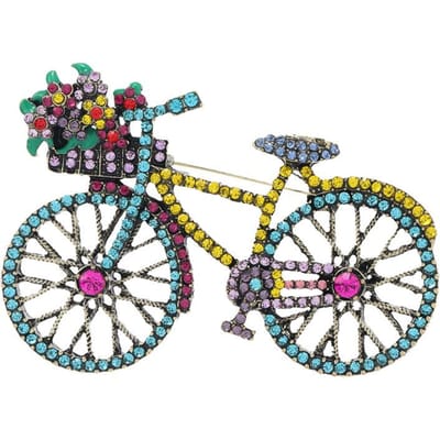 Mode Femmes Hommes Vintage Baroque Vélo Fleur Plein Cristal Badges Pins Palais Unisexe Exquistie Vélo Bijoux Accessoires gray