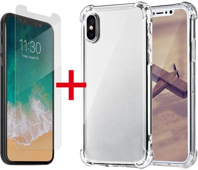 Ntech hoesje Geschikt voor iPhone Xr Anti Shock Hoesje hoesje + Screenprotector