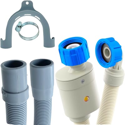 Fixem Aansluitset 1.5 Meter Toevoerslang met Waterslot en Afvoerslang 19x22 mm Geschikt voor Wasmachine en Vaatwasser met 3/4 Wartelaansluiting Aanvoerslang