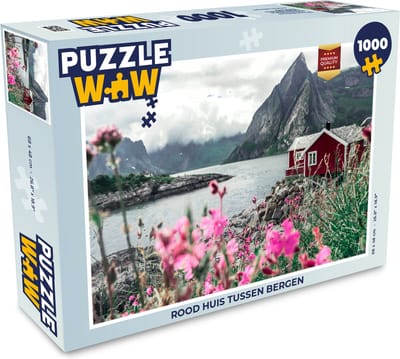 Puzzel Rood huis tussen bergen - Legpuzzel - Puzzel 1000 stukjes volwassenen