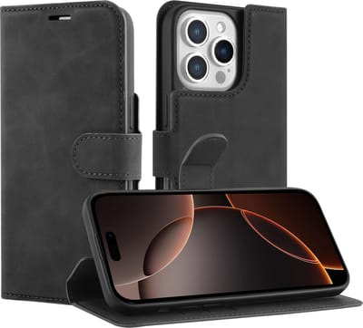 Cazy hoesje geschikt voor iPhone 16 Pro Hoesje met Pasjeshouder - Premium Bookcase - Zwart