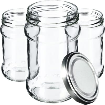 KADAX Kleine inmaakpotten, 315 ml, diameter 66 mm, potten voor honing, jampotten met deksel, luchtdichte, ronde potten (10 stuks, zilverkleurig)