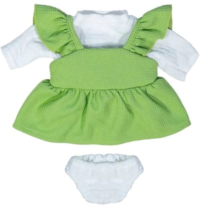 Miniland poppenkleertjes set - kleedje en t-shirt 38cm poppen kleding.