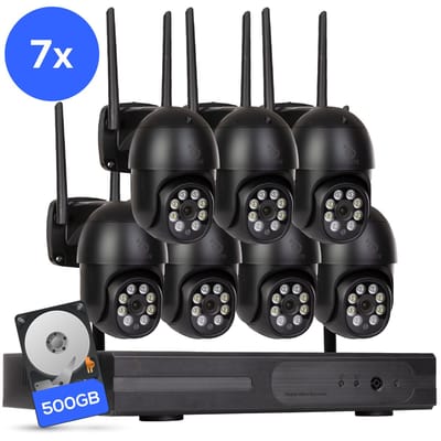 Teceye PTZ Beveiligingscamera Buiten met Recorder - Draadloze Buitencamera - 7 Camera - 500GB Opslag