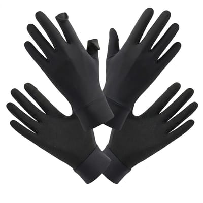 Zwarte hardloop handschoenen unisex sport handschoenen set van 2 paar lichtgewicht ademende handschoenen met touchscreen vingertoppen en antislip grip geschikt voor hardlopen fietsen wandelen en outdoor sport