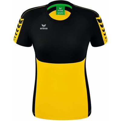 Erima Six Wings T-Shirt Dames - Zwart / Geel | Maat: 36