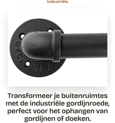 Dailygoods- Gordijnroede Uittrekbaar - Industrieel - Plafondmontage - Weerbestendig - Zwart - Koolstofstaal, 107-305 cm - Raamdecoratie