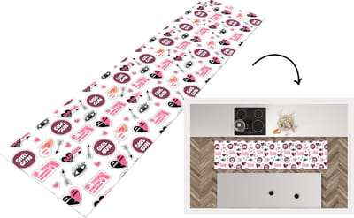 Keukenloper - Loper keuken - Meisjes - Roze - Hartjes - Design - 200x50 cm - Keukenloper vinyl
