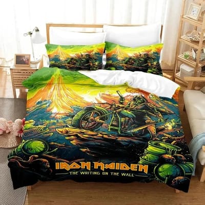 Iron Heavy Metal Maidens Beddengoedset Dekbedovertrek Bedset Quiltovertrek Kussensloop Dekbed King Queen Size Jongens Volwassen Beddengoedset EU Single 135x200cm
