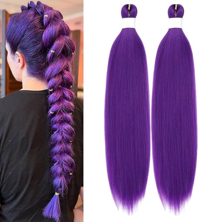 Lila Vlecht Haar voor Kinderen - Lange Paars Vlecht Haar voor Cosplay, Carnaval en Halloween Anime Kostuums - 2 Stuks