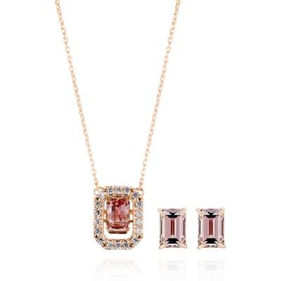 Swarovski Una Set Achthoekig Geslepen Kristal Roze Cubic Zirconia Ketting Dames ketting 5620548 Box (Random Color) beige