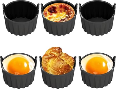 Zes herbruikbare silicone bakvormen voor airfryer en oven, ideaal voor muffins, cupcakes en eieren