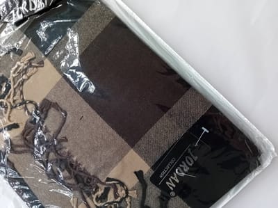 Sjaal - Lange, zachte sjaal - Zwart en taupe