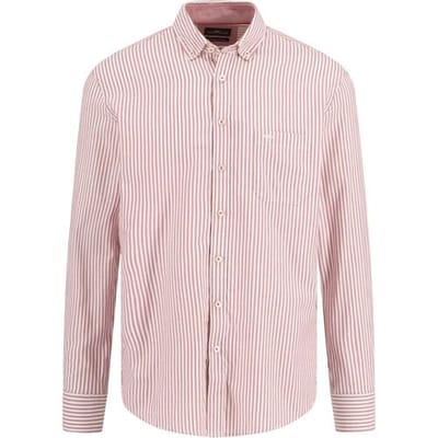 Fynch-Hatton Overhemd Washed Oxford Stripes Button-Down Berry / male