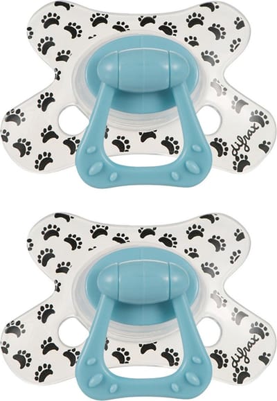 Difrax - Dental Fopspeen - 12+ Maanden - Witte Speen met Print - 2 st.