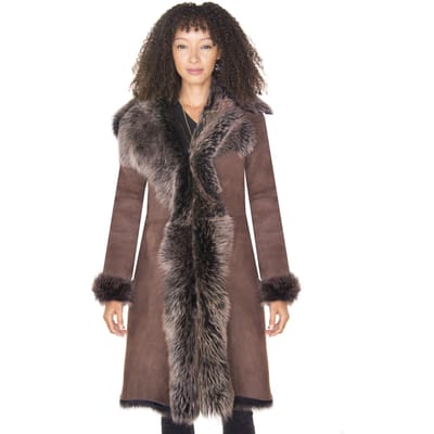 Dames Toscana schapenvacht suède trenchcoat-Tbilisi