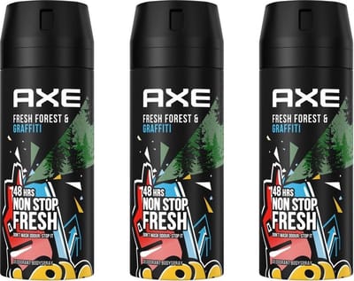 Axe Deospray - Collision Fresh Forest + Graffiti 150 ml - Voordeelverpakking 3 stuks